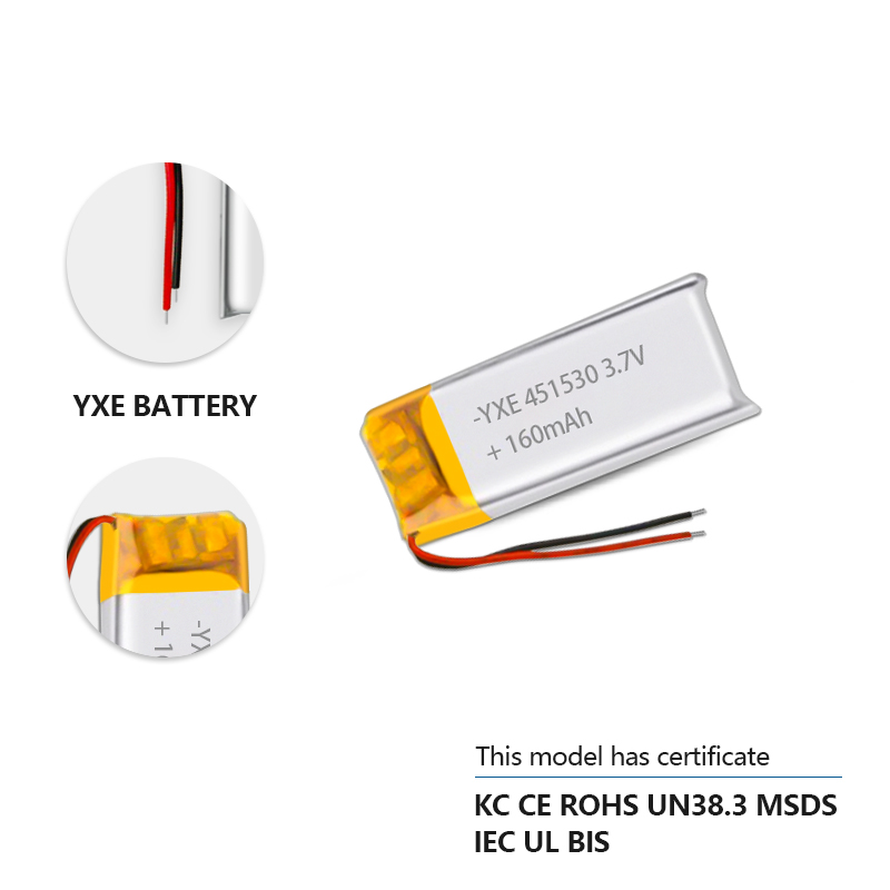 3.7 V Li-ion Battery 451530-160mah